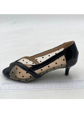 YDN Black Clear Dot Pumps Mid Low Heels Slip on Transparent Slide Fashion Shoes